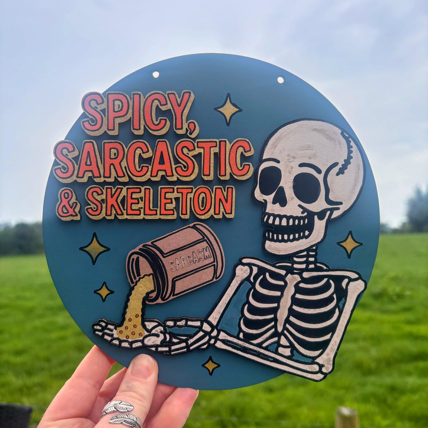 Sarcastic Skeleton hanging plaque