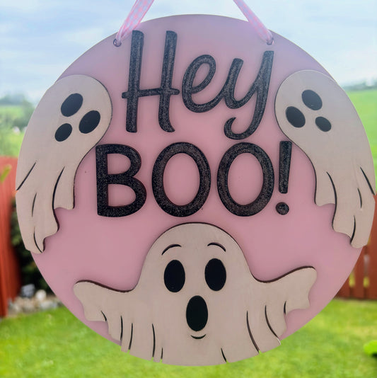 HEY BOO! Hanging plaque