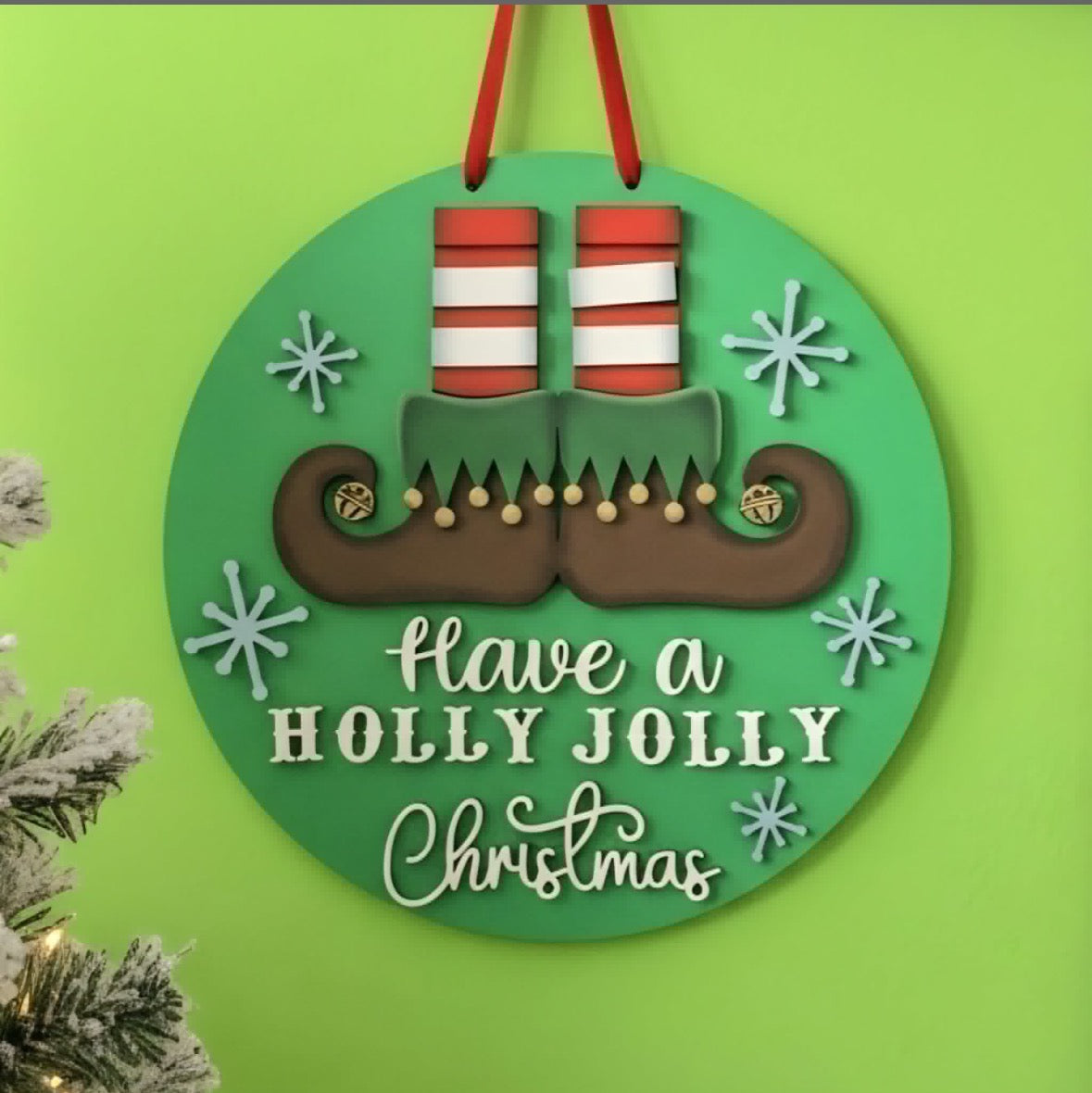 Holly Jolly painted Christmas plaque