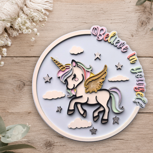 Believe In Yourself unicorn plaque